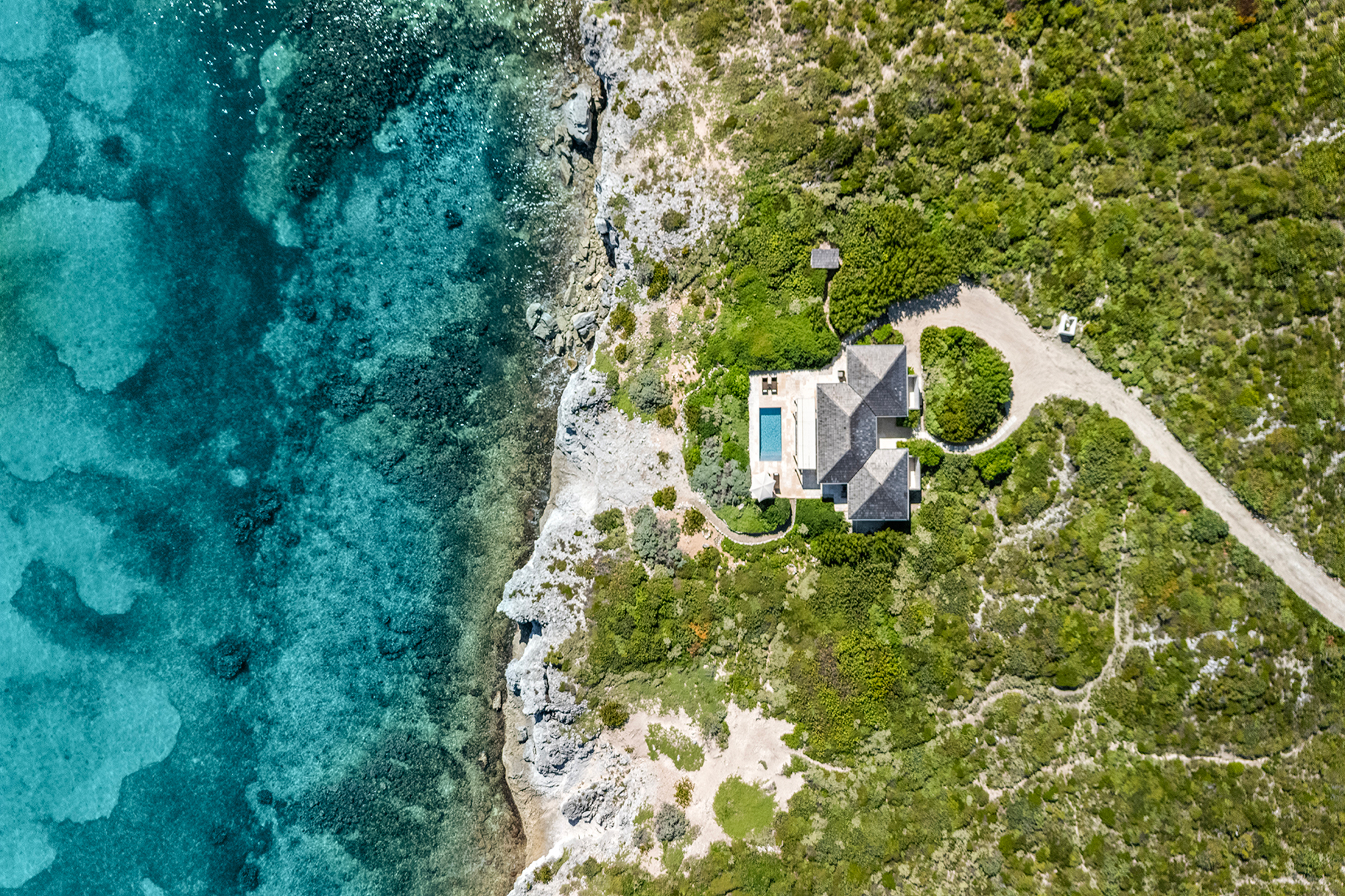 Two Bedroom Peninsula Oceanfront Coral Villa Aerial View